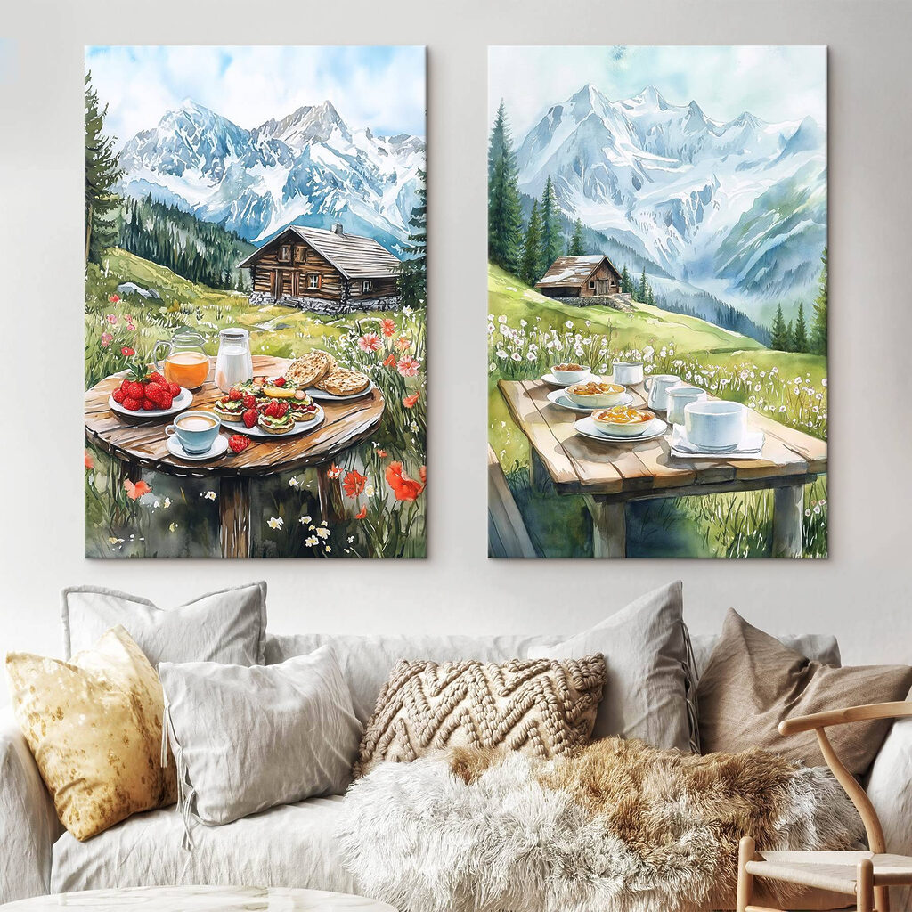 Frühstück in den Bergen in einem Interieur