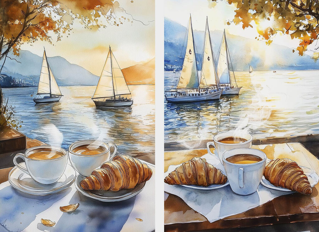 Kaffee bei den Segelbooten — ganzes Design