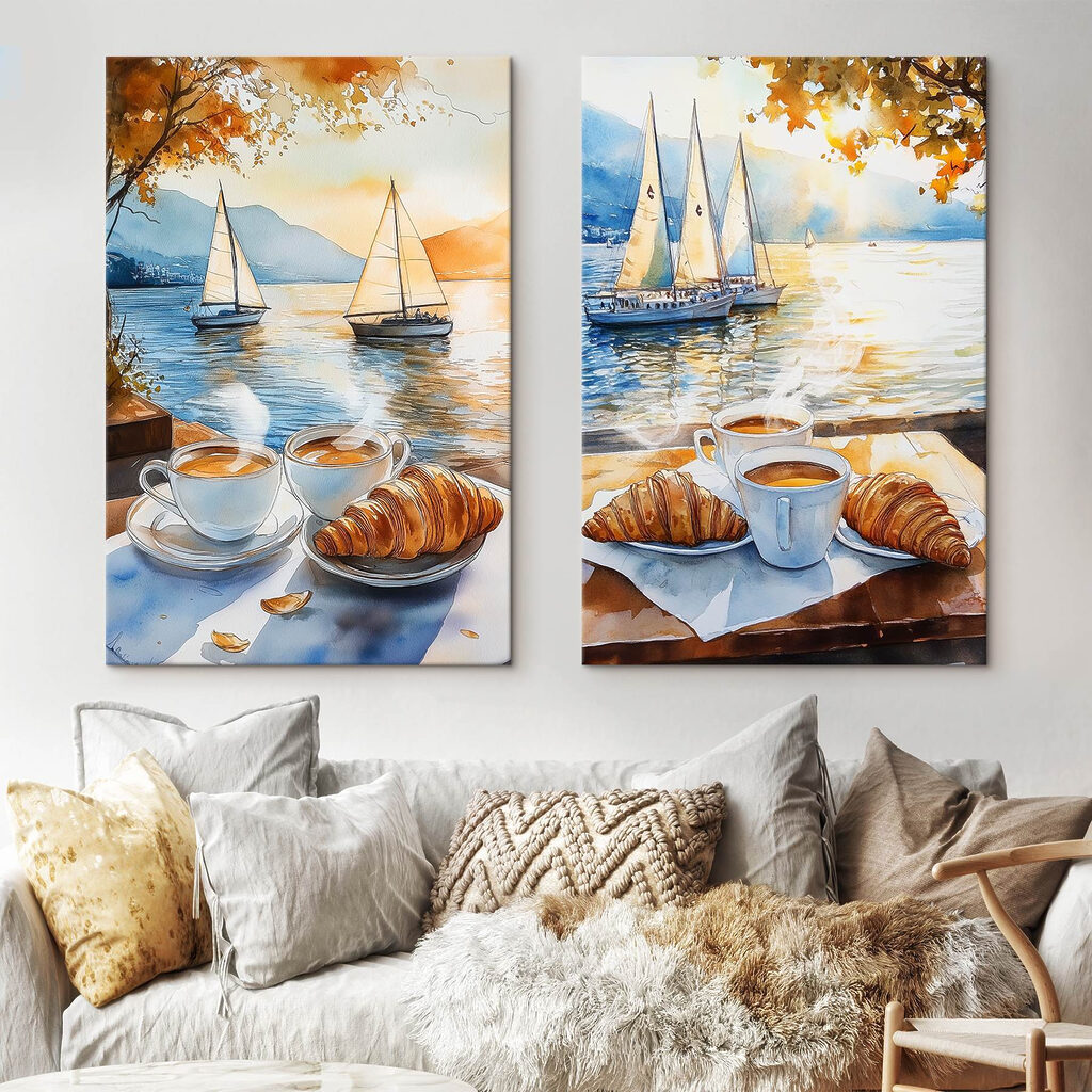 Kaffee bei den Segelbooten in einem Interieur