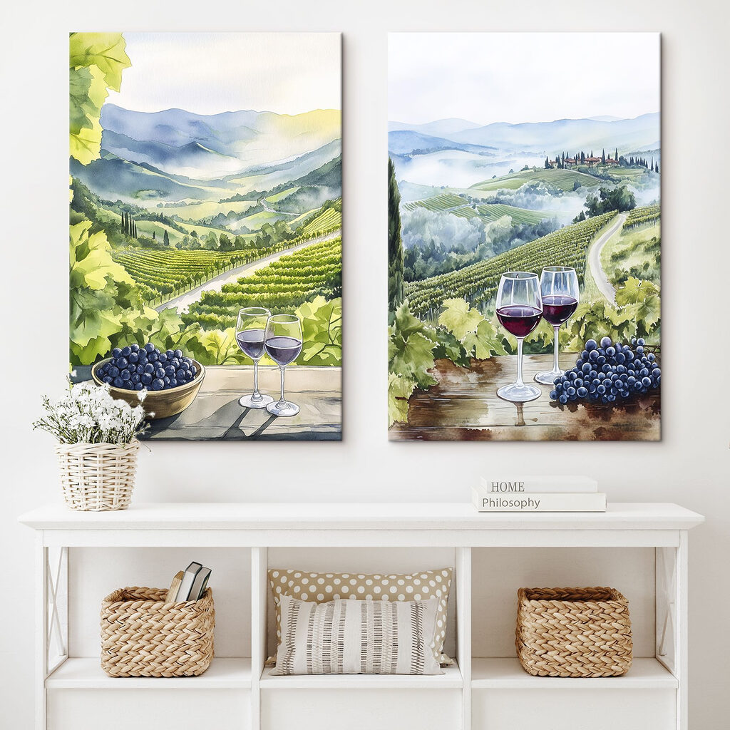 Blick auf die Weinberge in einem Interieur