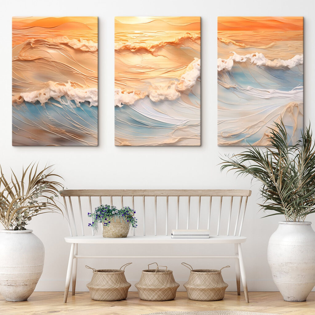 Wellen im Abendrot in einem Interieur