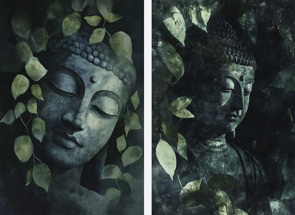 Buddha im Grünen — ganzes Design