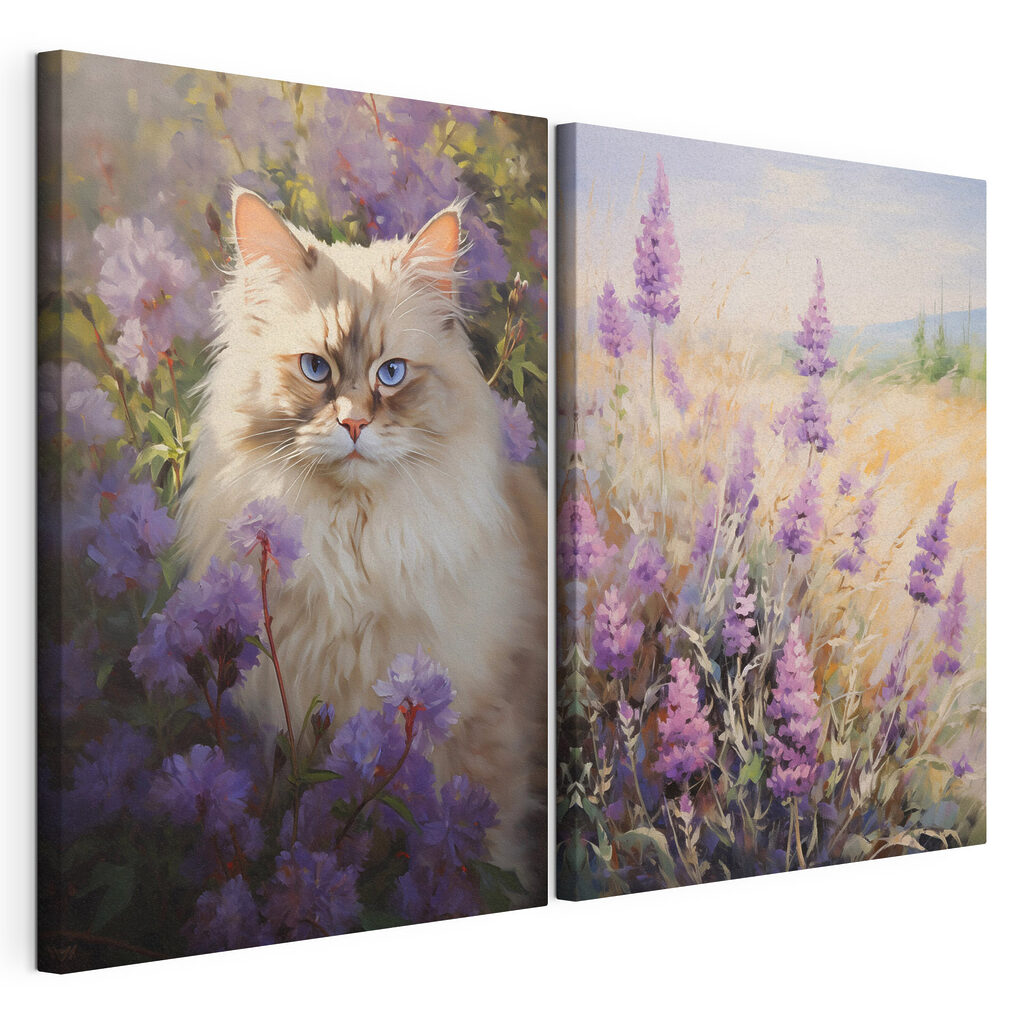Katze im Blumenfeld — Produktansicht