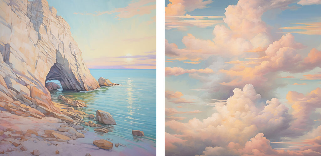 Felsküste und Wolken — ganzes Design