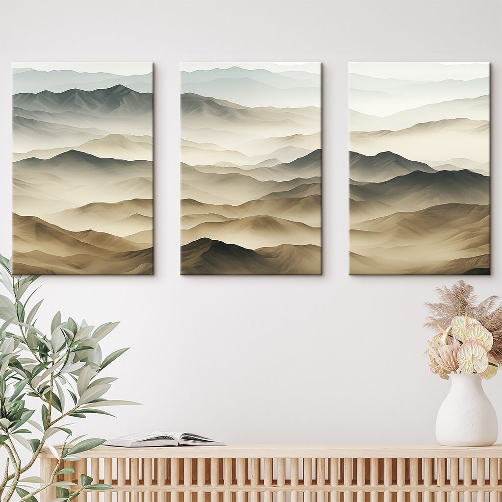 Berge in sanften Schichten in einem Interieur