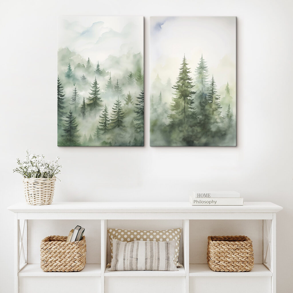Wipfel über dem Nebel in einem Interieur
