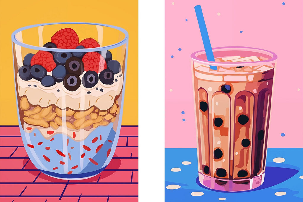 Dessert und Bubble Tea — ganzes Design
