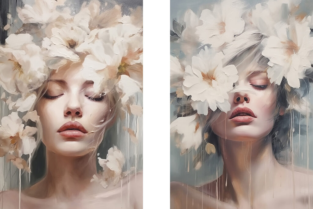Blüten im Haar — ganzes Design