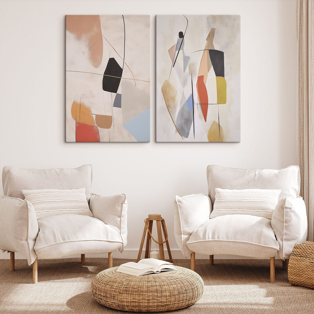Figuren in sanften Formen in einem Interieur