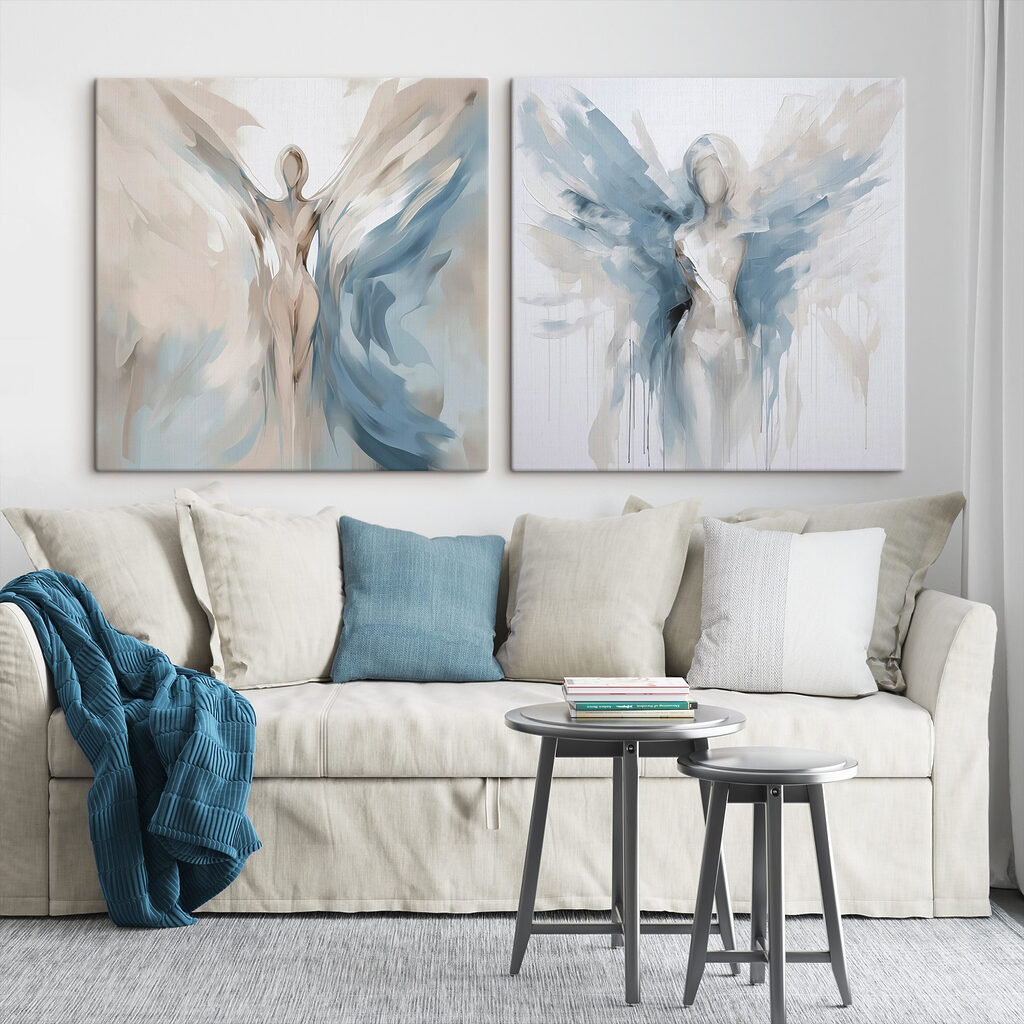 Engel aus Pinselstrichen in einem Interieur