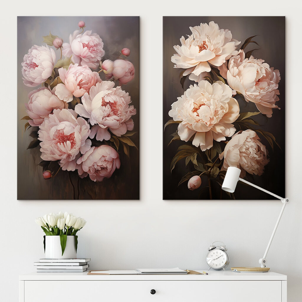 Blüten auf Schwarz in einem Interieur