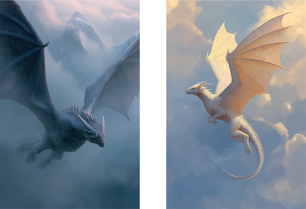 Drachen am Himmel — ganzes Design