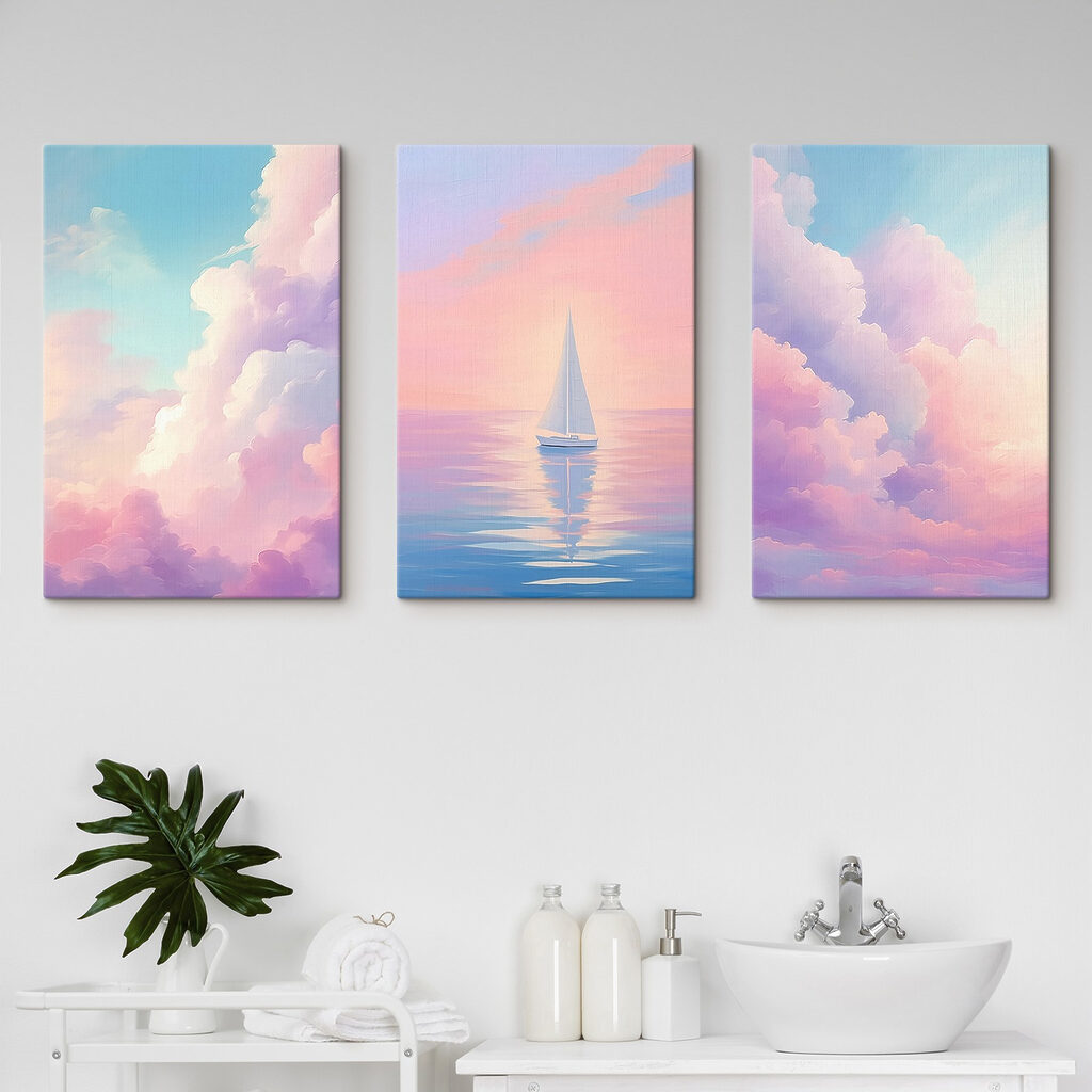 Segeln zwischen Pastellwolken in einem Interieur