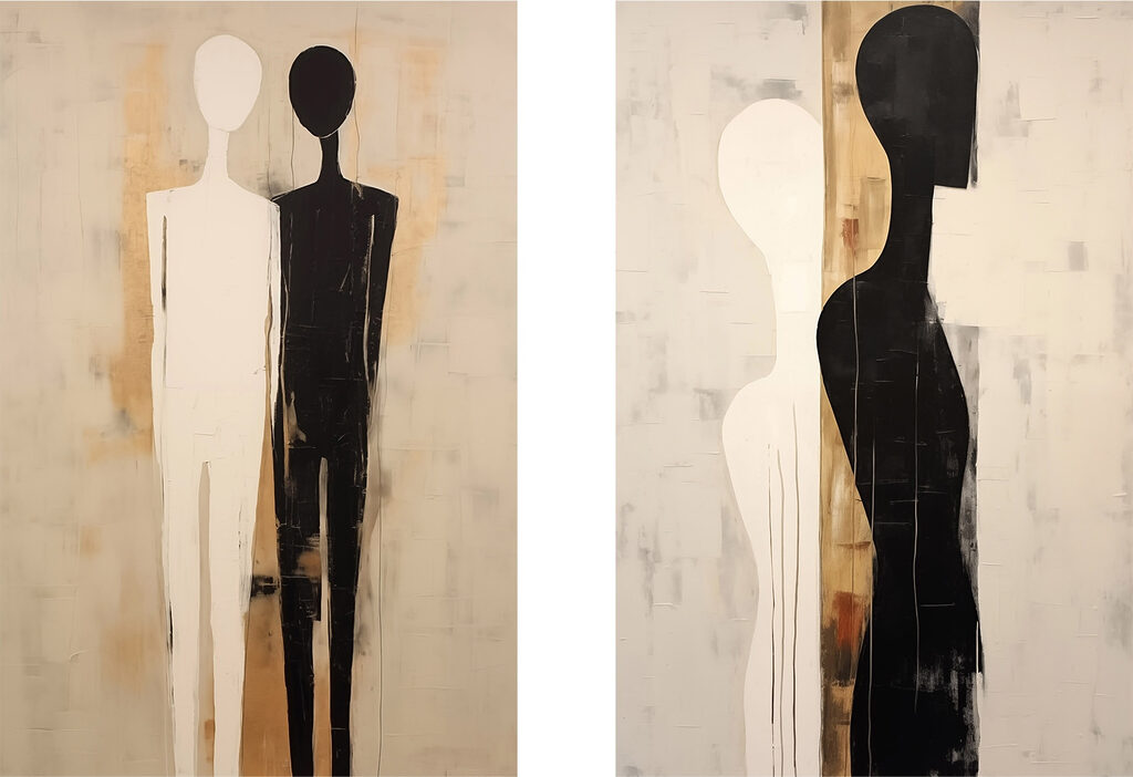 Figuren in Schwarz-Weiß — ganzes Design