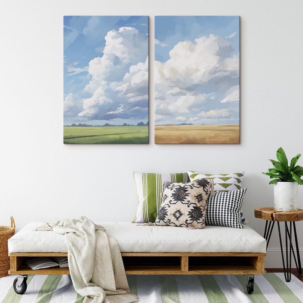 Himmel über den Feldern in einem Interieur