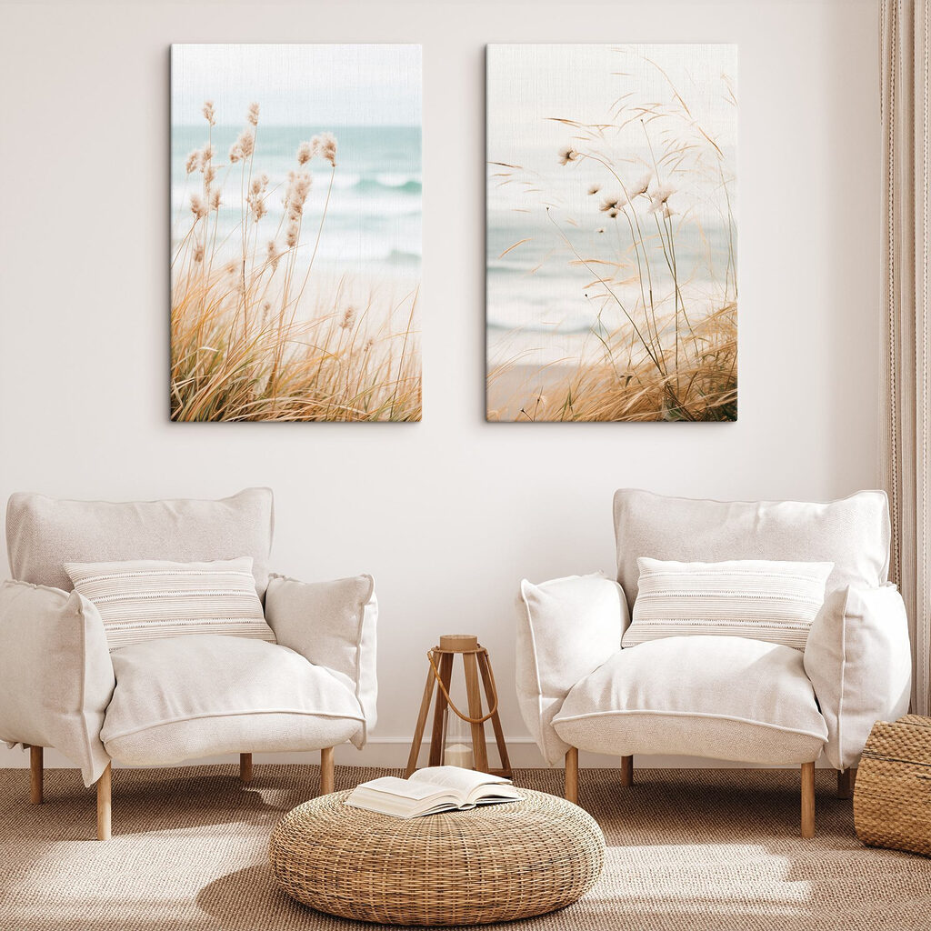 Gräser am Meer in einem Interieur
