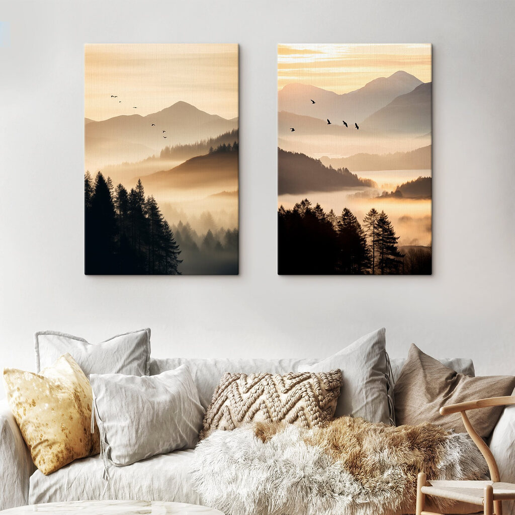Vögel über dem Tal in einem Interieur