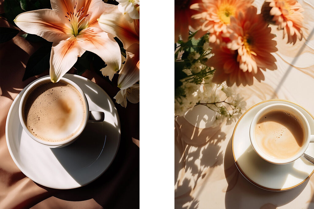 Kaffee und Blumen — ganzes Design