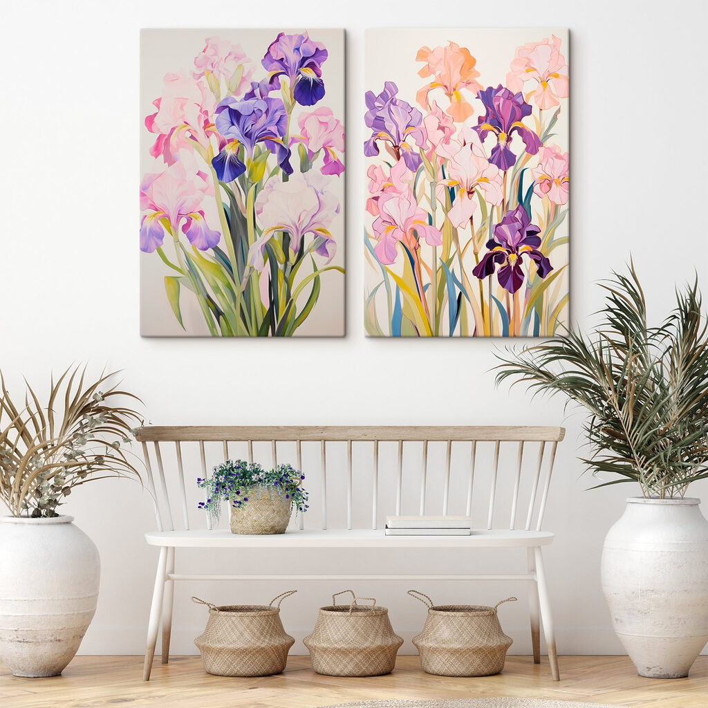 Blühende Iris in einem Interieur