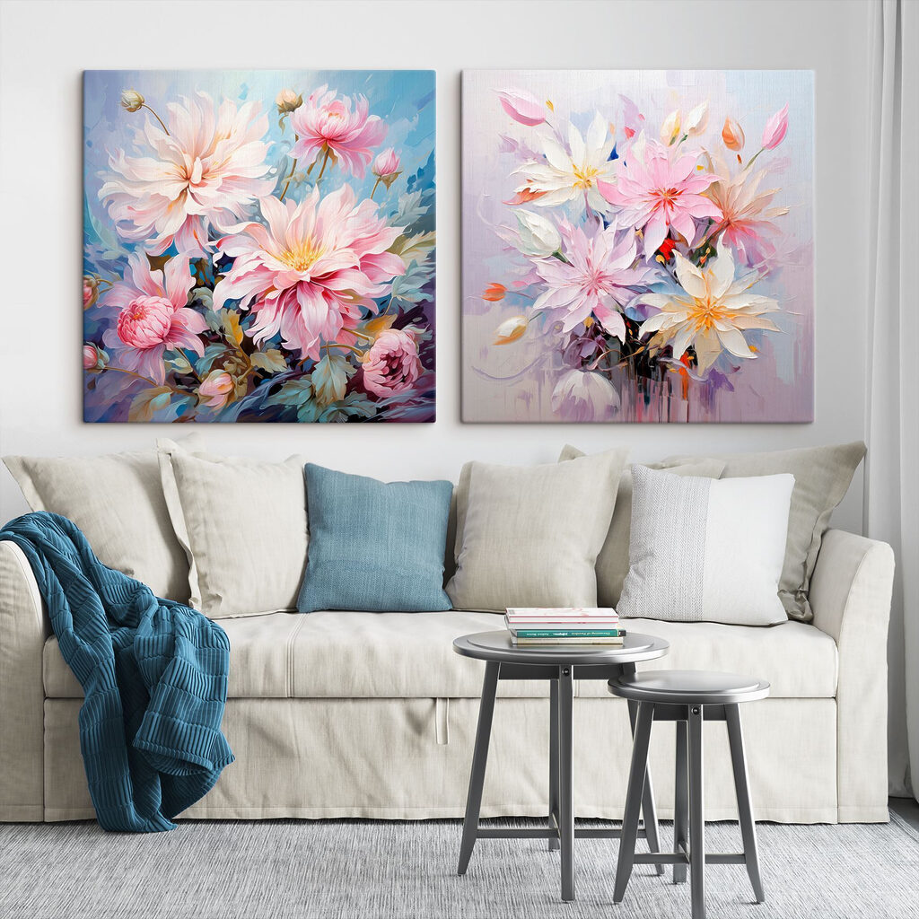 Garten in Pastell in einem Interieur