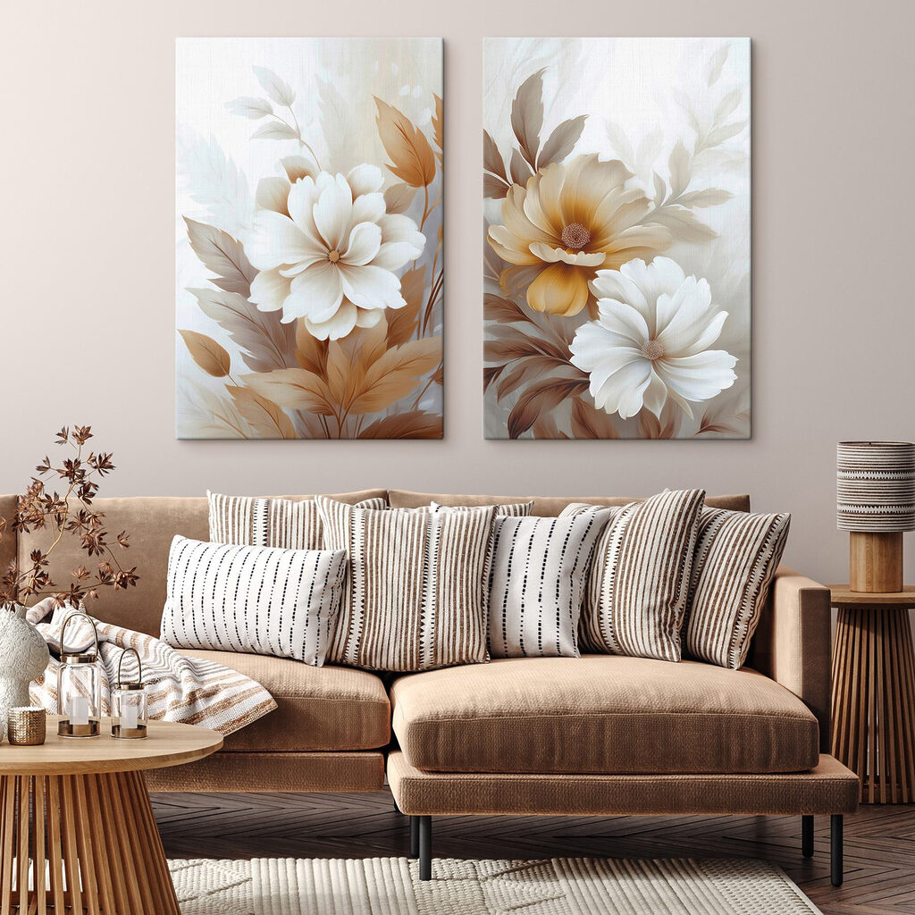 Herbst zwischen Blütenblättern in einem Interieur