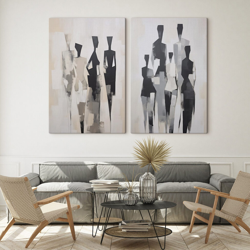 Schlanke Gestalten in einem Interieur