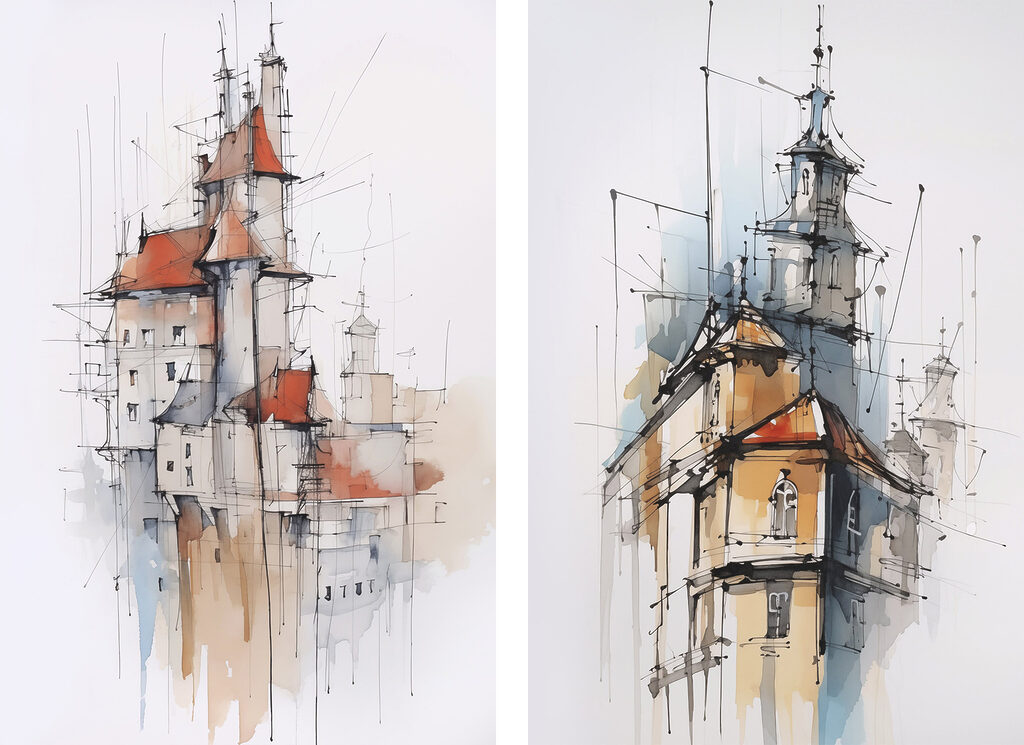 Skizziertes Schloss — ganzes Design