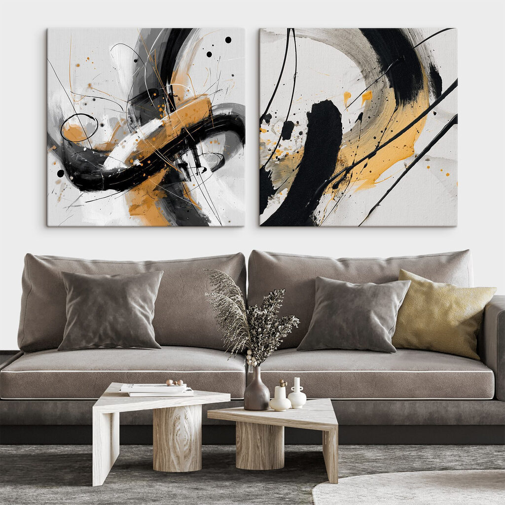 Schwarz-gelbe Pinselschwünge — Interieur 1