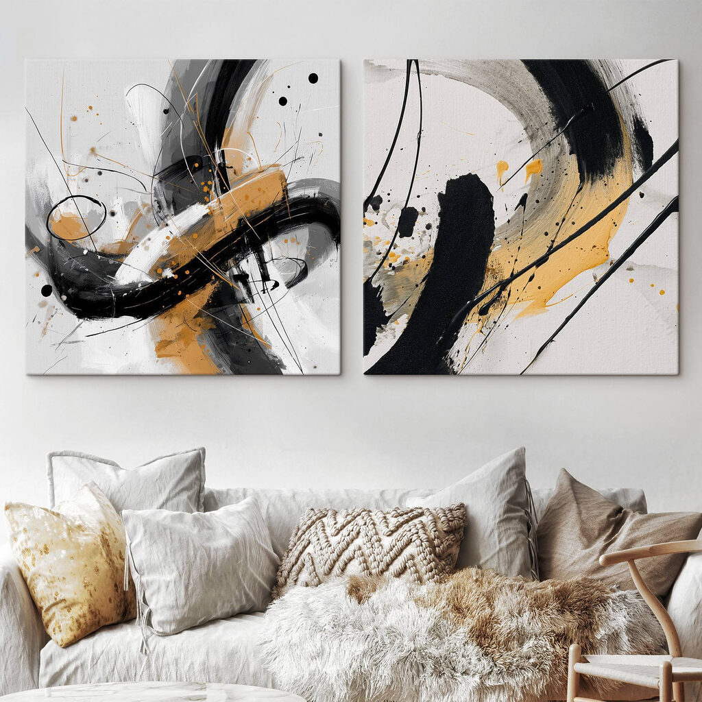 Schwarz-gelbe Pinselschwünge — Interieur 2