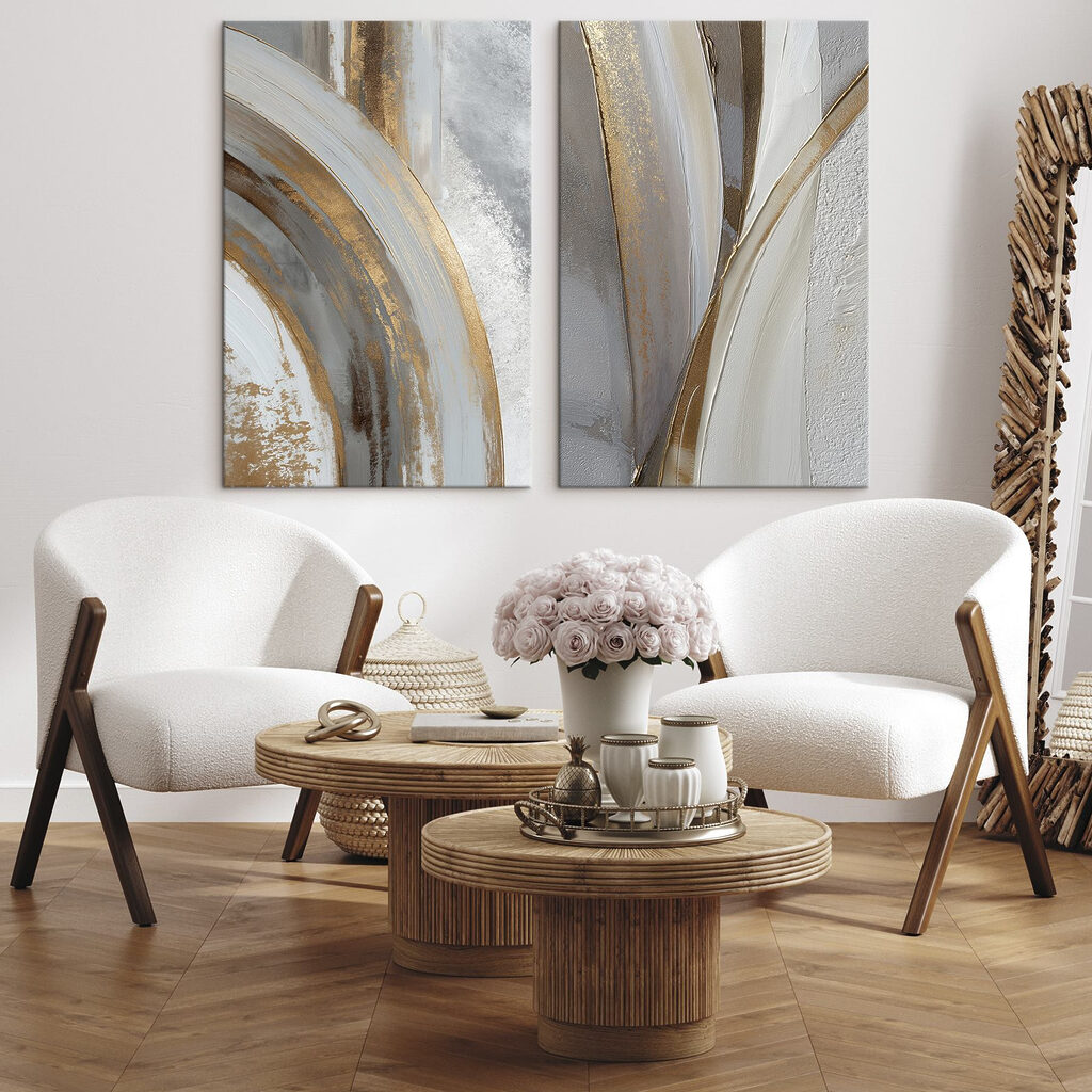 Geschwungene Goldlinien in einem Interieur