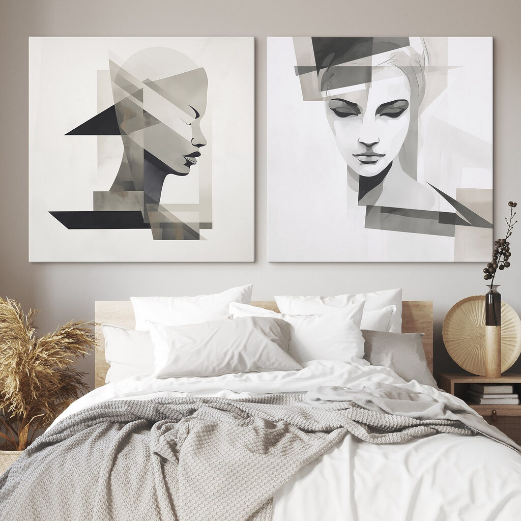 Fragmentierte Gesichter in einem Interieur
