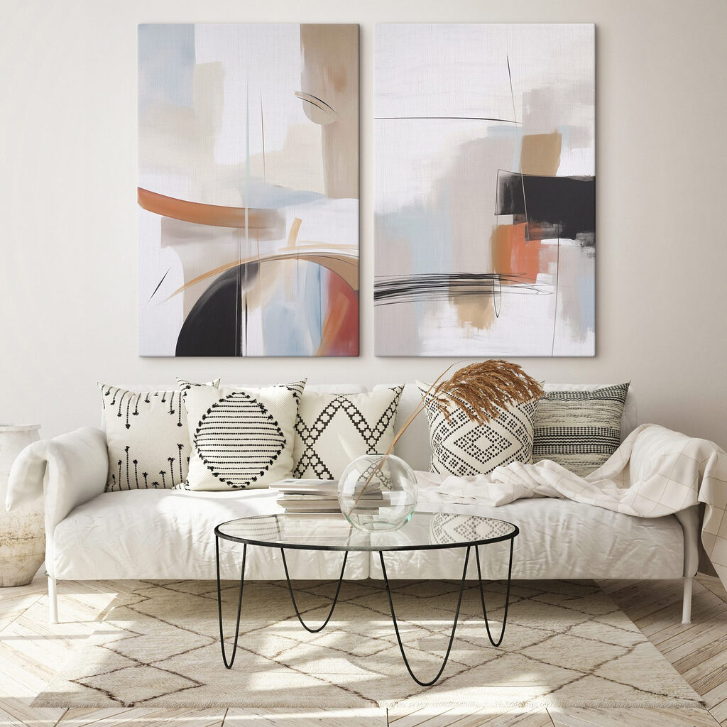 Pastell mit Orangeakzenten — Interieur 1