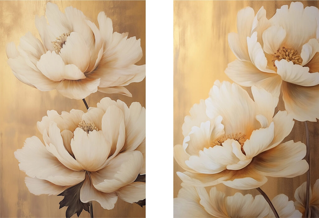 Blüten auf Goldgrund — ganzes Design