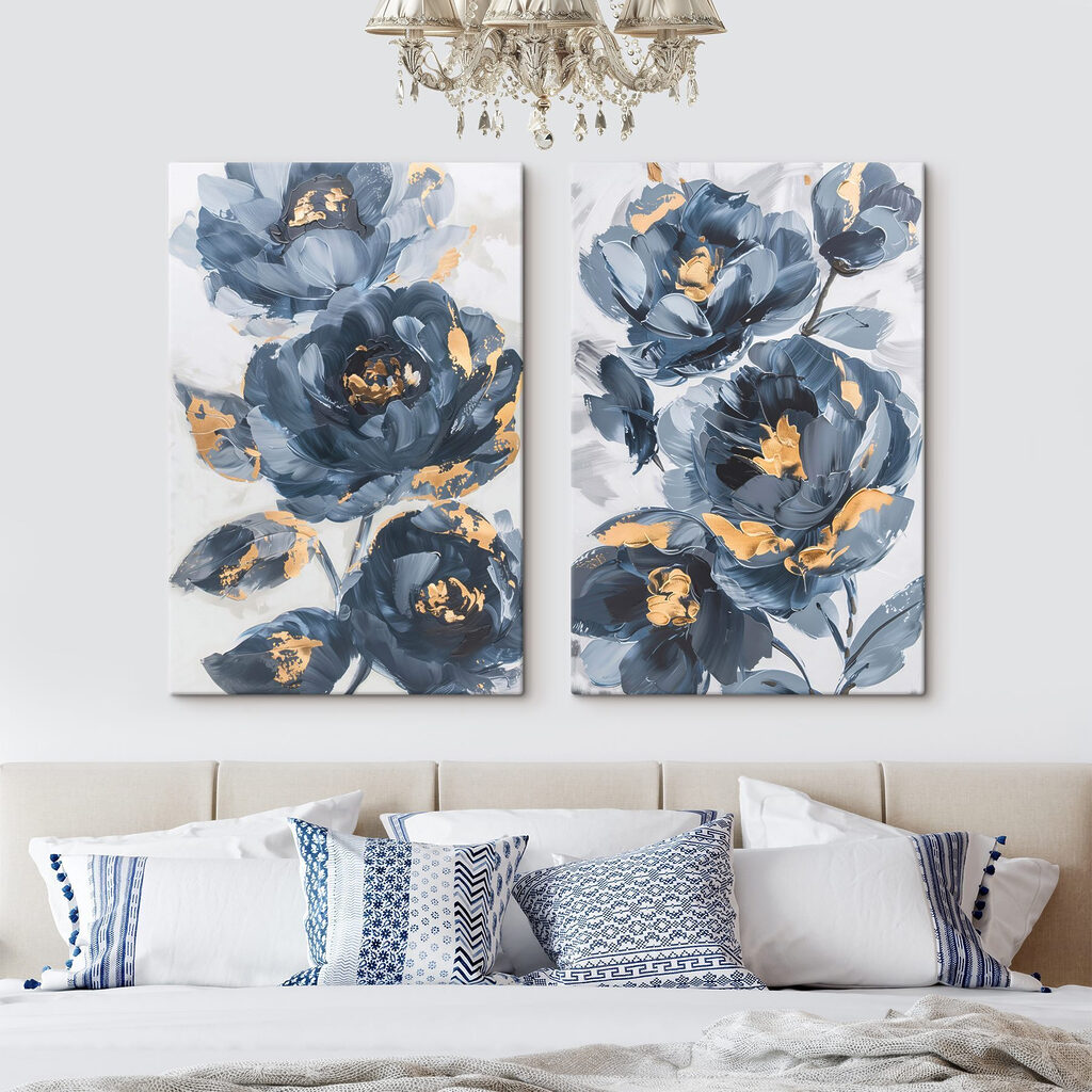 Blaue Blüten mit Gold — Interieur 1