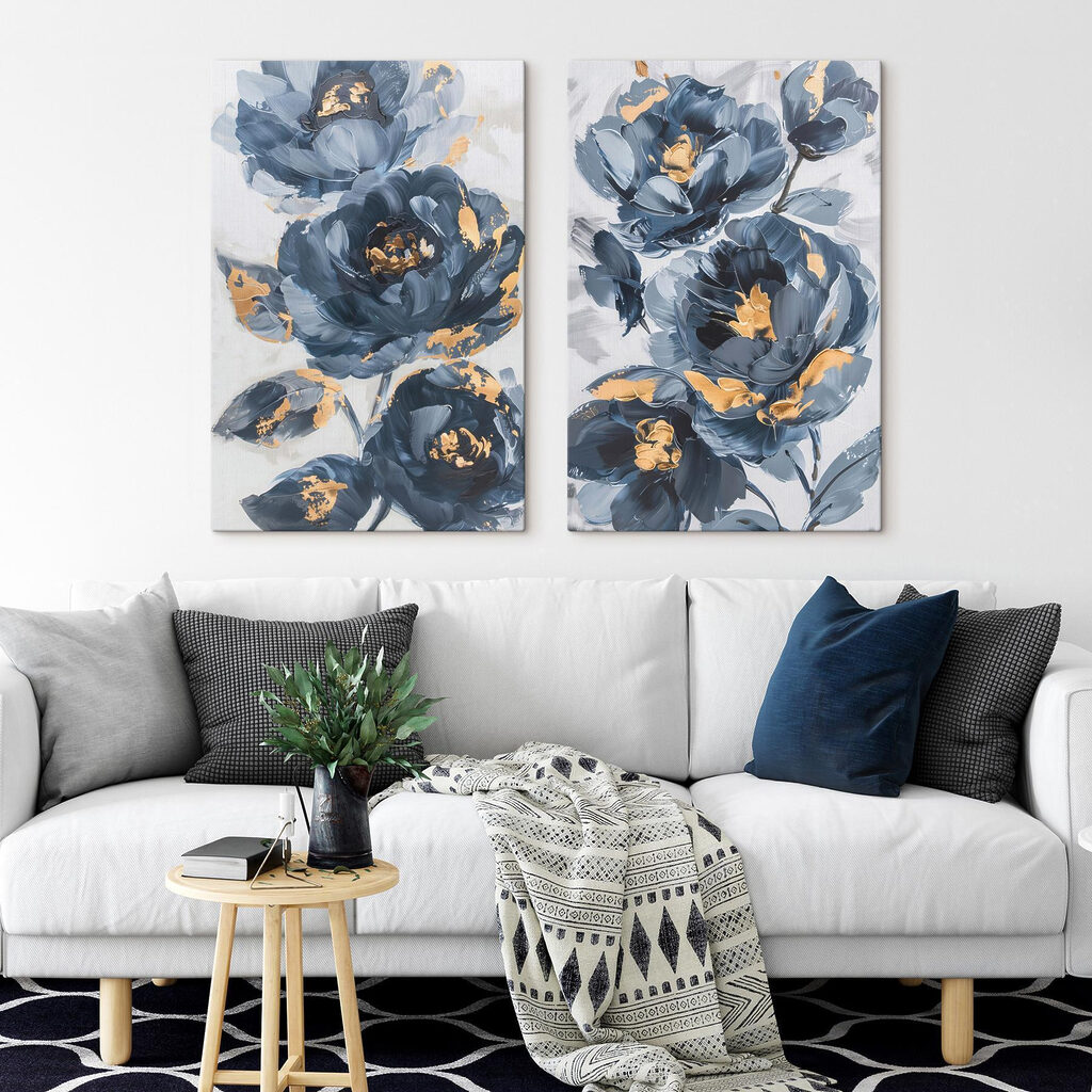 Blaue Blüten mit Gold — Interieur 2