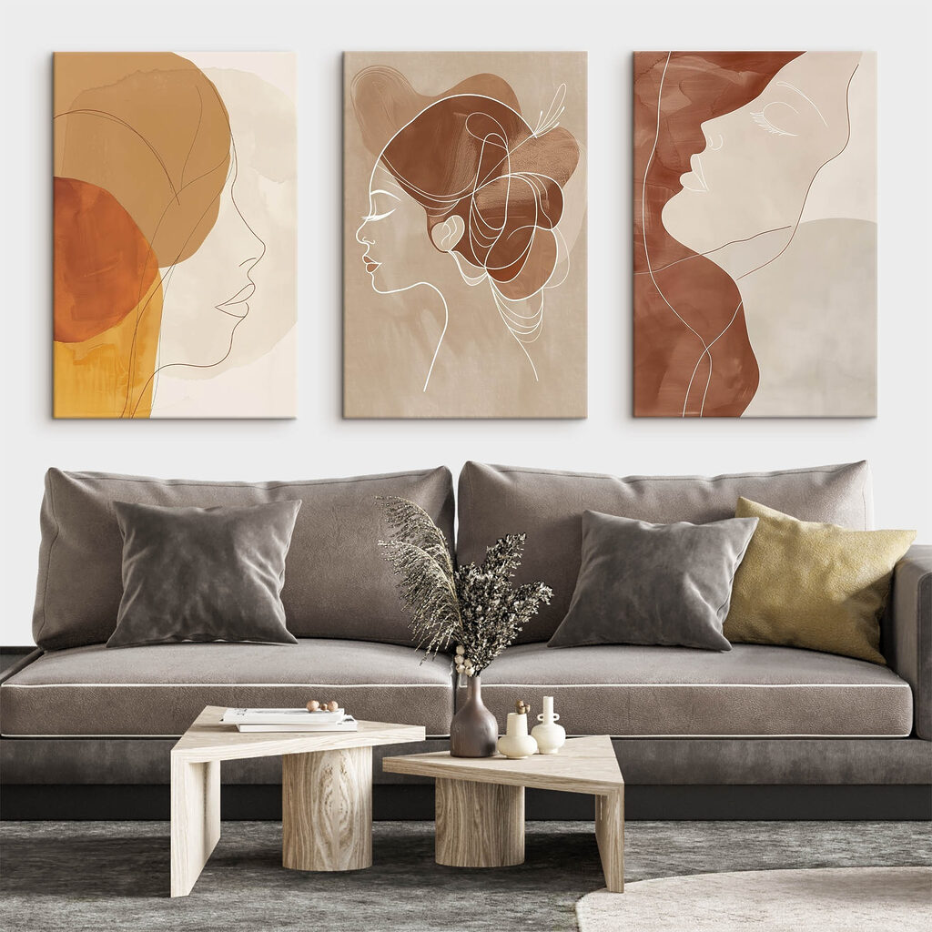 Gesichter in feinen Linien in einem Interieur