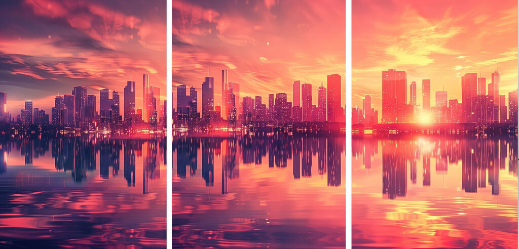Skyline im Abendrot — ganzes Design