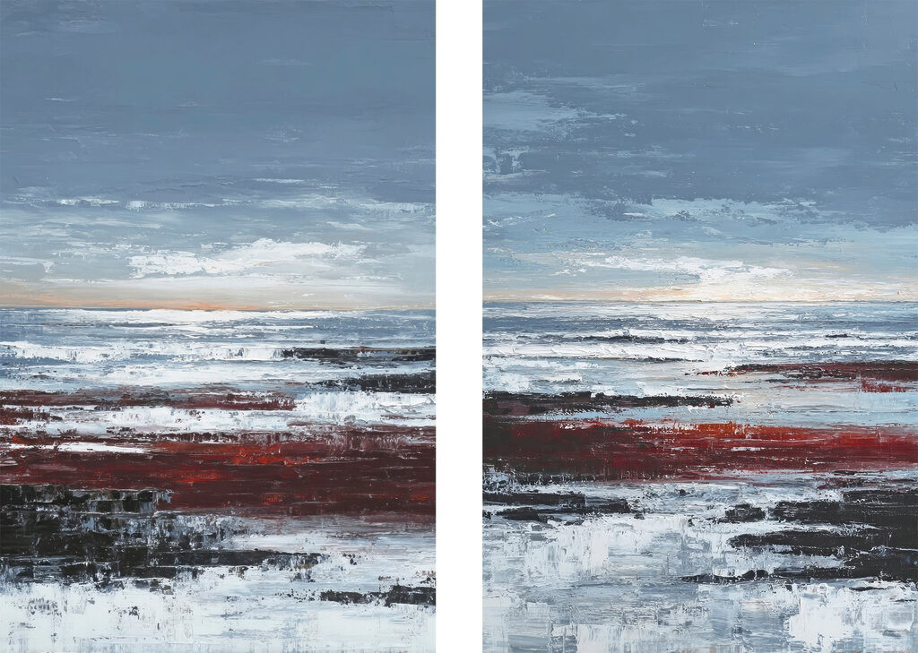 Strand unter grauem Himmel — ganzes Design