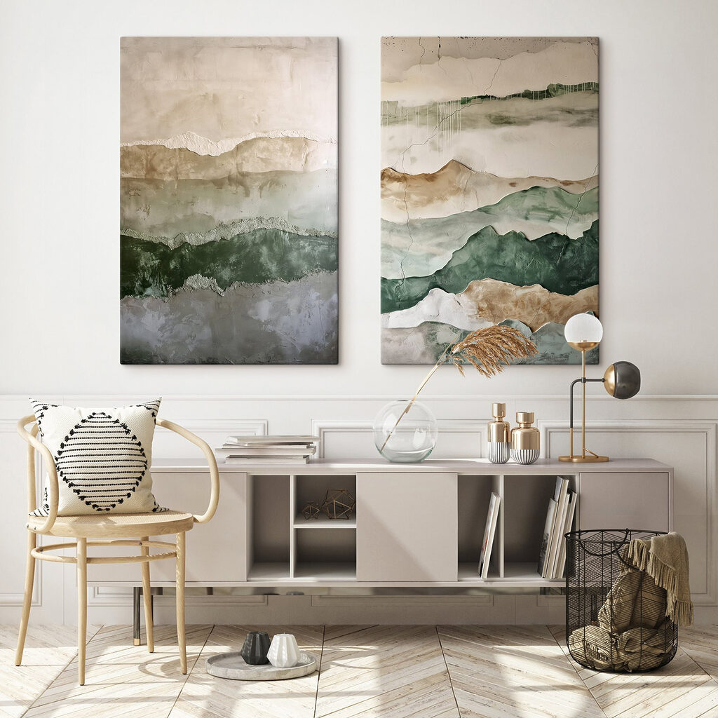 Landschaft in Erdtönen in einem Interieur