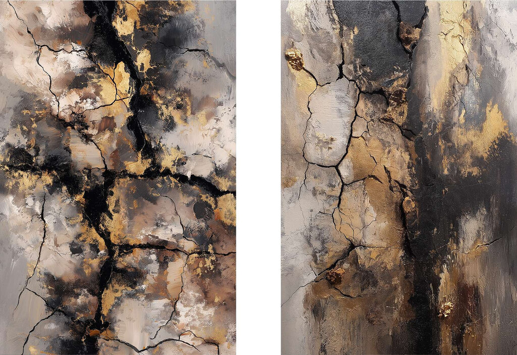 Schwarz-goldene Risse — ganzes Design