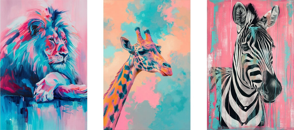 Löwe, Giraffe und Zebra — ganzes Design