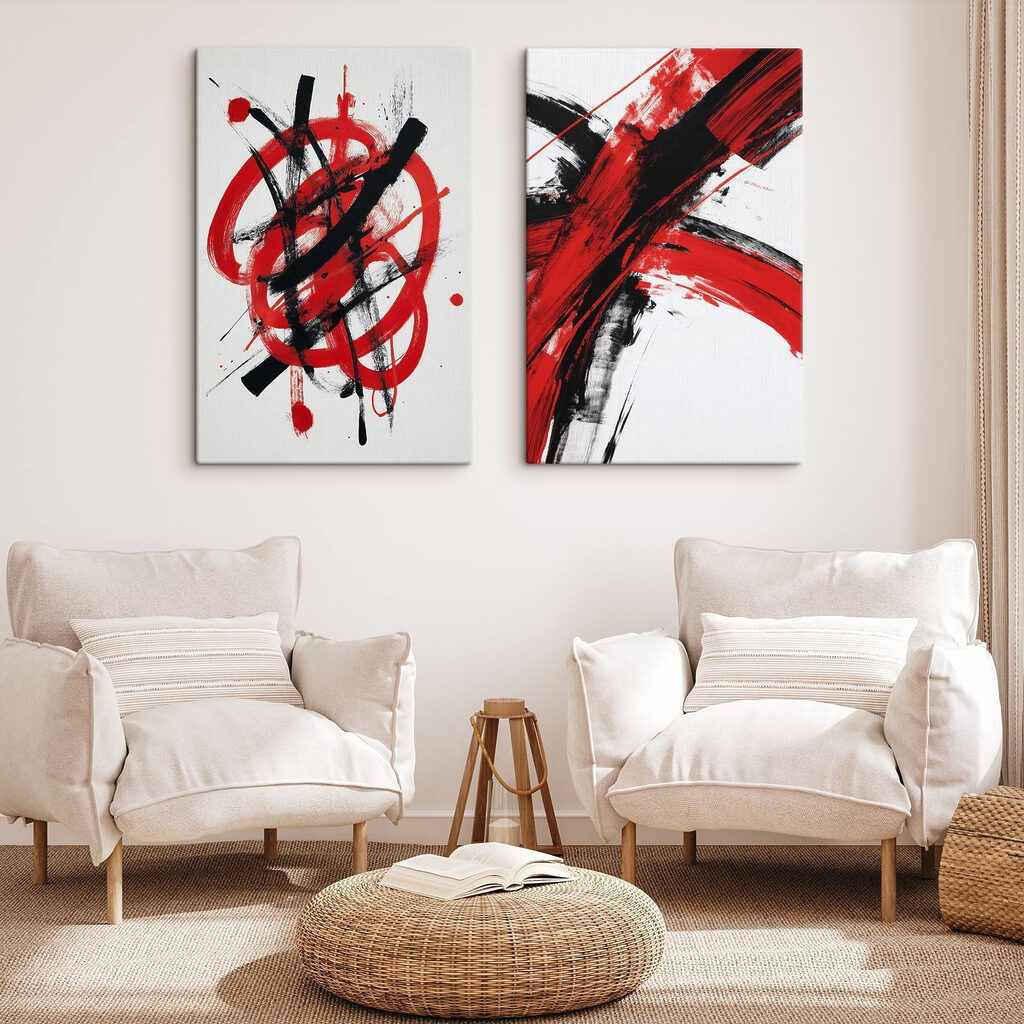 Rot-schwarze Pinselschwünge — Interieur 1