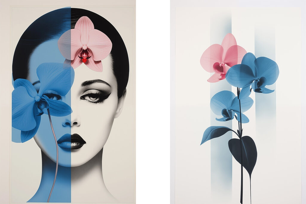 Frau mit Orchideen — ganzes Design