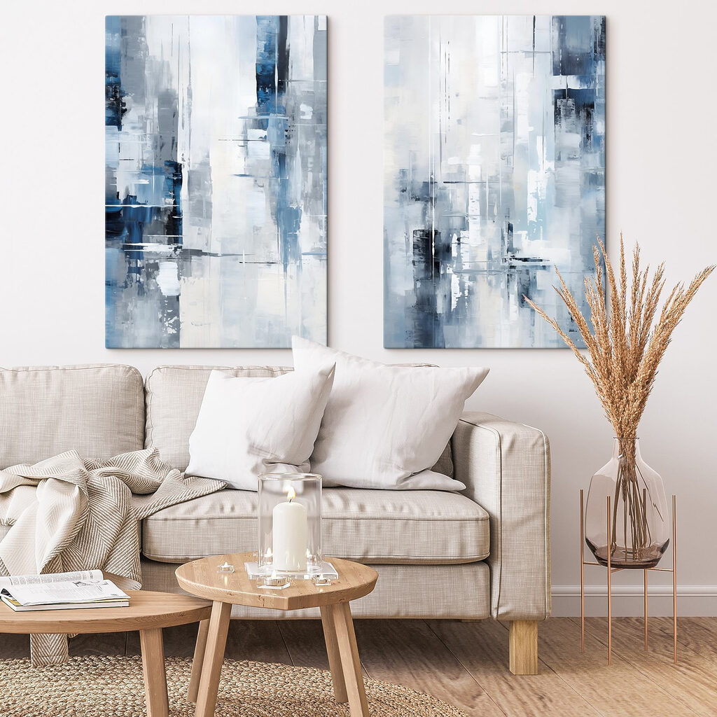Stadt in Blau in einem Interieur