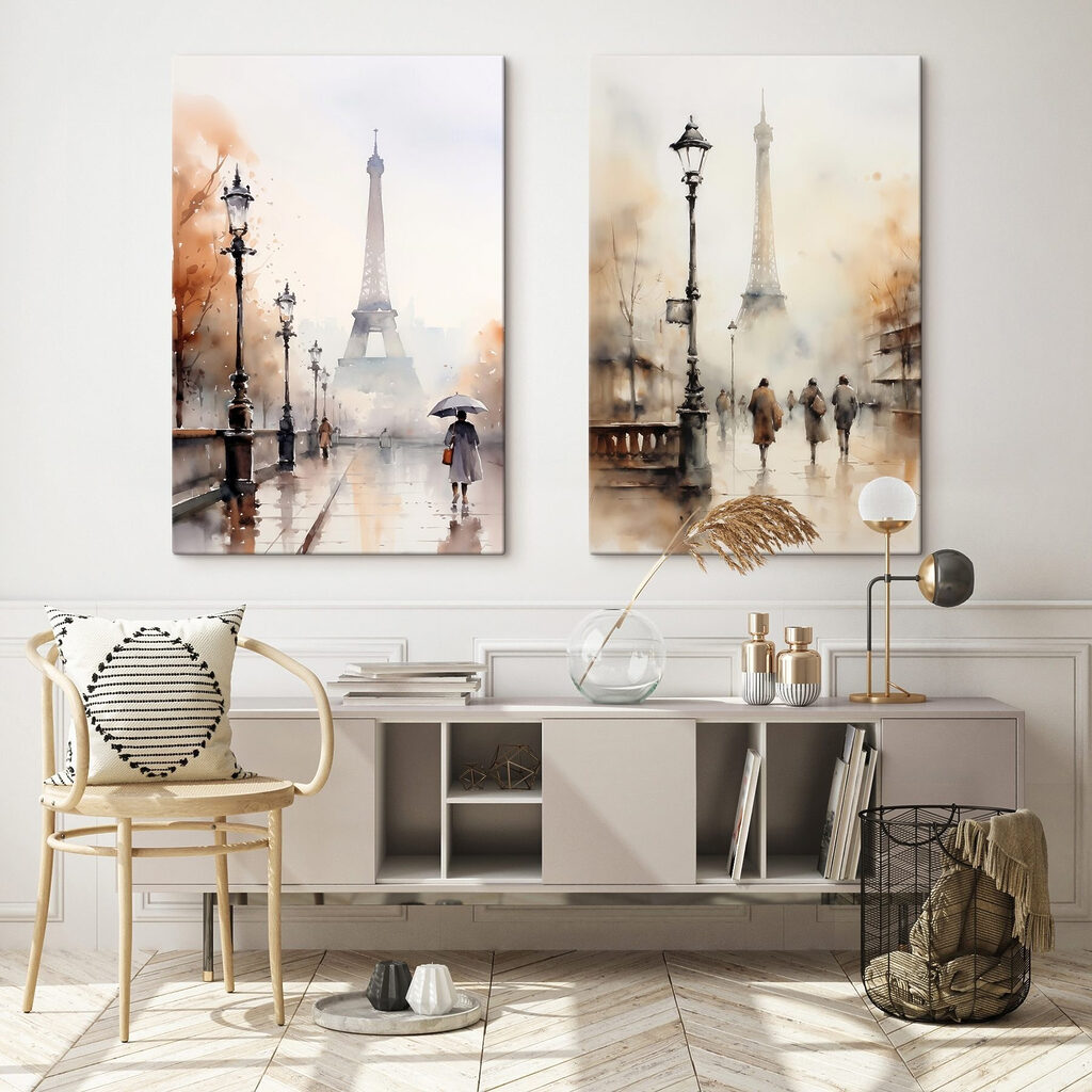 Paris im Regen in einem Interieur
