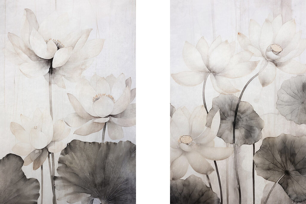 Lotusblüten in Aquarell — ganzes Design