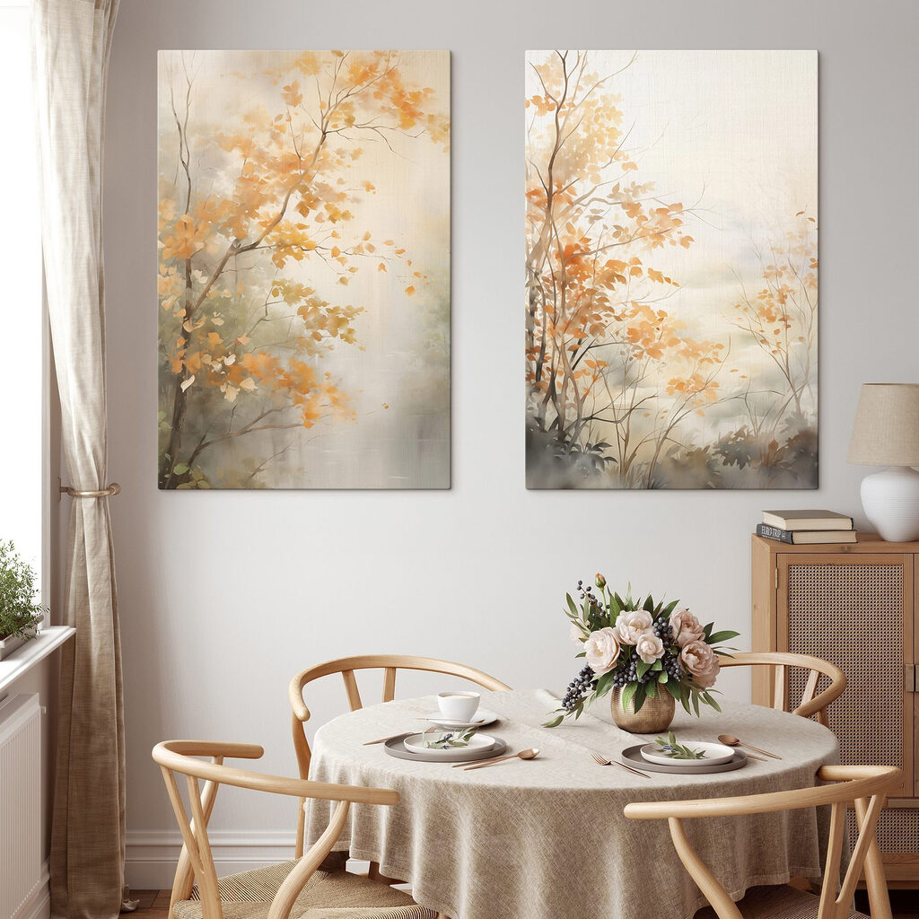Herbstlicht zwischen Zweigen in einem Interieur