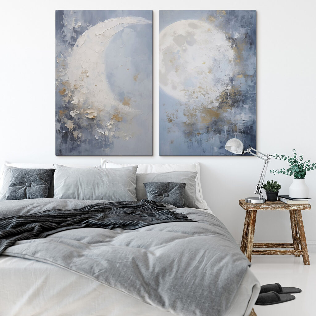Mond im blauen Nebel in einem Interieur