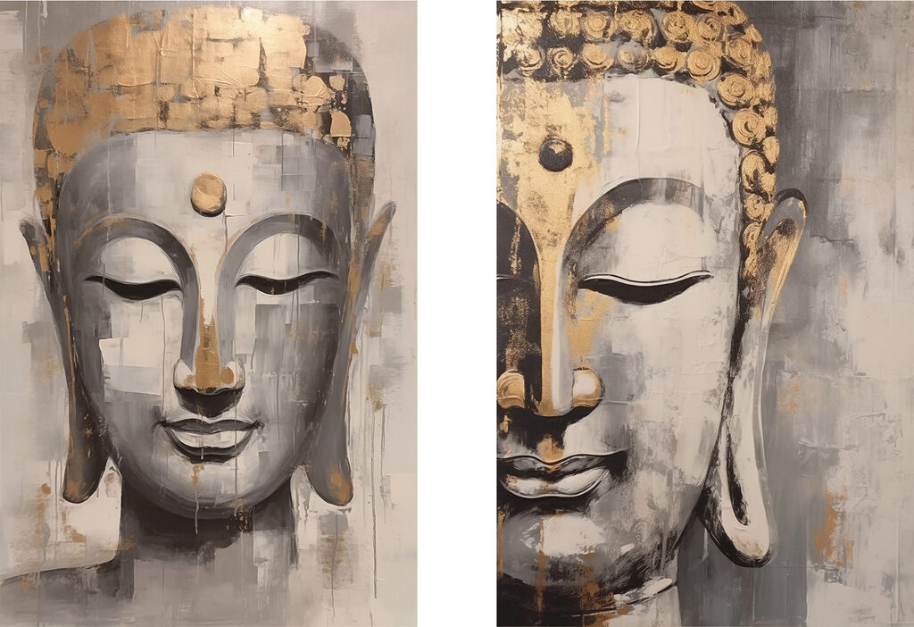 Stille Buddha-Porträts — ganzes Design