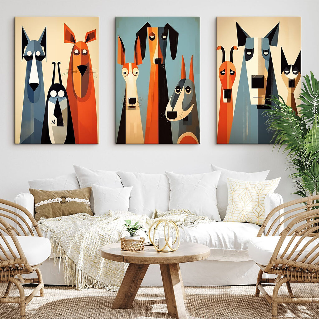 Hunde mit Charakter in einem Interieur